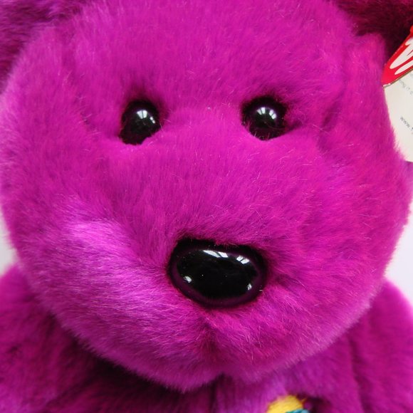 Ty Beanie Buddy Millennium Purple Bear Stuffed Plush Toy 1999 2000 Collectible - Picture 13 of 14